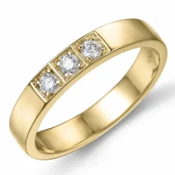 diamant alliancering i 14 karat guld 3 x 0,05 ct