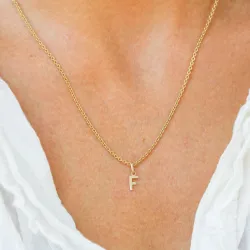bogstav F vedhæng i 8 karat guld - My Letter