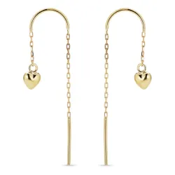 lange hjerte kæde øreringe i 8 karat guld - Gold Collection