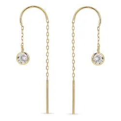 lange zirkon kæde øreringe i 8 karat guld - Gold Collection