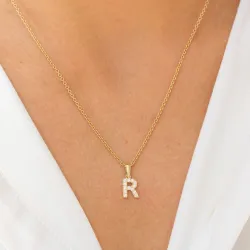bogstav R vedhæng i 8 karat guld - My Letter