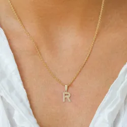 bogstav R vedhæng i 8 karat guld - My Letter