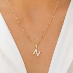 bogstav N vedhæng i 8 karat guld - My Letter