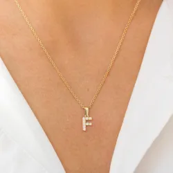 bogstav F vedhæng i 8 karat guld - My Letter