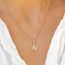 bogstav N vedhæng i 8 karat guld - My Letter