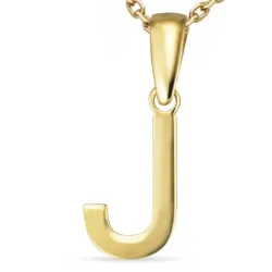 bogstav J halskæde i forgyldt sølv med vedhæng i 8 karat guld - My Letter