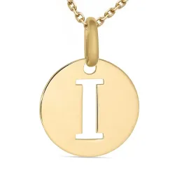 bogstav I halskæde i forgyldt sølv med vedhæng i 8 karat guld - My Letter