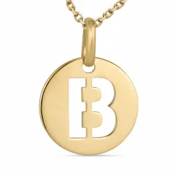 bogstav B halskæde i forgyldt sølv med vedhæng i 8 karat guld - My Letter