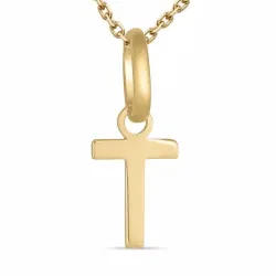 bogstav T halskæde i forgyldt sølv med vedhæng i 8 karat guld - My Letter