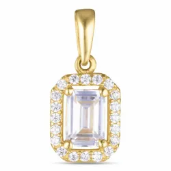 firkantet zirkon vedhæng i 9 karat guld - Gold Collection
