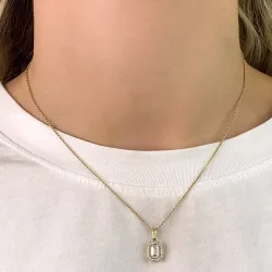 firkantet zirkon vedhæng i 9 karat guld - Gold Collection