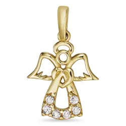 engel zirkon vedhæng i 9 karat guld - Gold Collection