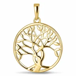 rund livets træ vedhæng i 8 karat guld