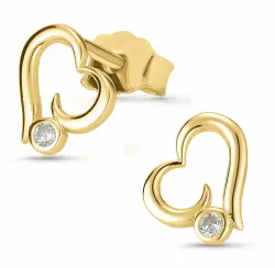 hjerte ørestikker i 8 karat guld med zirkon - Gold Collection