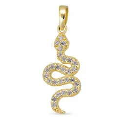 slange zirkon vedhæng i 8 karat guld - Gold Collection