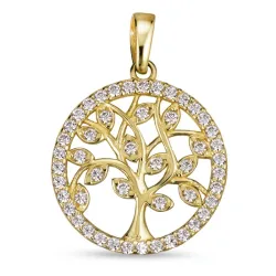 14 mm livets træ zirkon vedhæng i 8 karat guld - Gold Collection