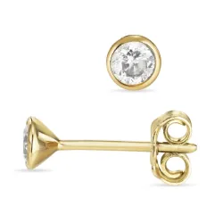 3,5 mm ørestikker i 8 karat guld med zirkon - Gold Collection