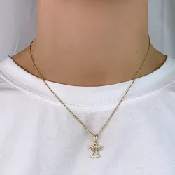 engel zirkon vedhæng i 8 karat guld - Gold Collection