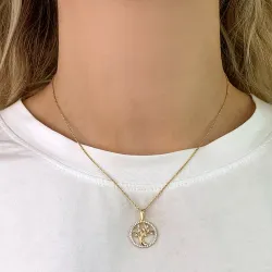 16 mm livets træ zirkon vedhæng i 8 karat guld - Gold Collection