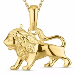 stjernetegn løven halskæde i forgyldt sølv med vedhæng i 8 karat guld - Gold Collection