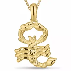 stjernetegn skorpionen halskæde i forgyldt sølv med vedhæng i 8 karat guld - Gold Collection