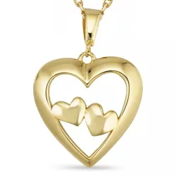 hjerte halskæde i forgyldt sølv med vedhæng i 8 karat guld - Gold Collection