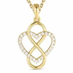 hjerte infinity zirkon halskæde i forgyldt sølv med vedhæng i 8 karat guld - Gold Collection