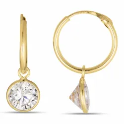12 mm creoler i 9 karat guld med zirkon - Gold Collection