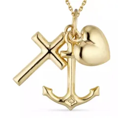 tro-håb-kærlighed halskæde i forgyldt sølv med vedhæng i 9 karat guld - Amoré