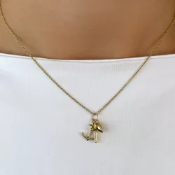 tro-håb-kærlighed halskæde i forgyldt sølv med vedhæng i 9 karat guld - Amoré