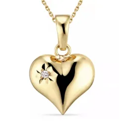 hjerte zirkon halskæde i forgyldt sølv med vedhæng i 9 karat guld - Amoré