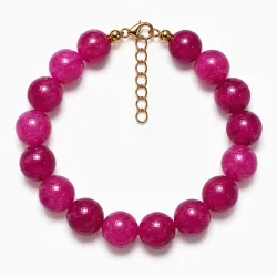 Pink turmalin armbånd i forgyldt stål - AURA