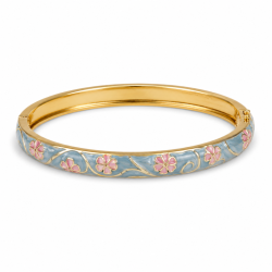 vandfast blomster blå bangle i forgyldt stål - OCEANA