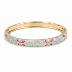 vandfast blomster lyseblå bangle i forgyldt stål - OCEANA