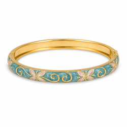 vandfast blomster lyseblå bangle i forgyldt stål - OCEANA