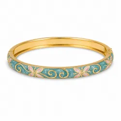 vandfast blomster lyseblå bangle i forgyldt stål - OCEANA