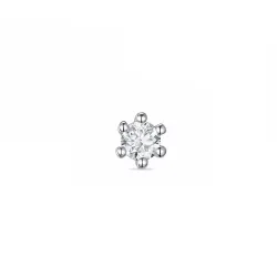 1 x 0,08 ct diamant solitaireørestik i 14 karat hvidguld med diamant 