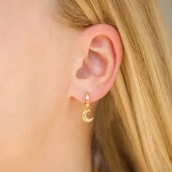 vandfaste måne zirkon creoler i forgyldt stål - OCEANA