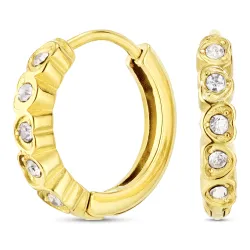 14 mm vandfaste zirkon creoler i forgyldt stål - OCEANA