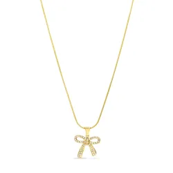 vandfast sløjfe zirkon halskæde i forgyldt stål - OCEANA