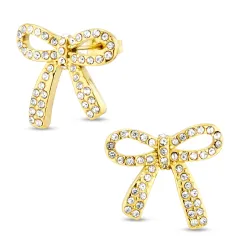 vandfaste sløjfe zirkon øreringe i forgyldt stål - OCEANA