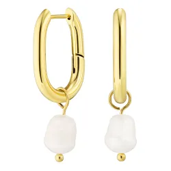 vandfaste perle creoler i forgyldt stål - OCEANA