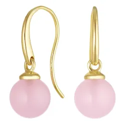 øreringe i 9 karat guld med rosa krystal