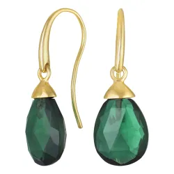 øreringe i 9 karat guld med grøn krystal