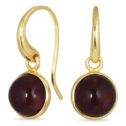 runde rød krystal øreringe i forgyldt sølv - Loom Stones