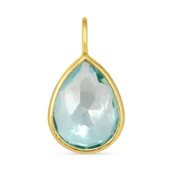 dråbe blå krystal vedhæng i forgyldt sølv - Loom Stones