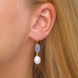 blå onyks øreringe i forgyldt sølv - Loom Stones