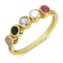 multifarvet ring i forgyldt sølv - Bubbly Twist