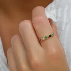 multifarvet ring i forgyldt sølv - Bubbly Twist