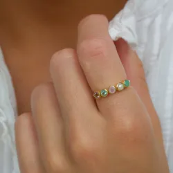 multifarvet ring i sølv - Bubbly Twist